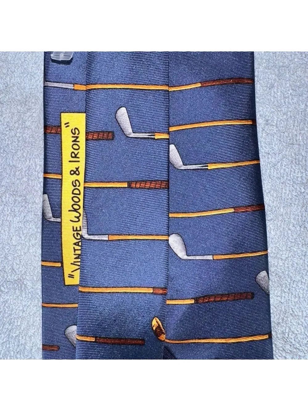 NWOT Vintage Alynn Neckwear Vintage Woods & Irons Golf Themed Silk Neck Tie
